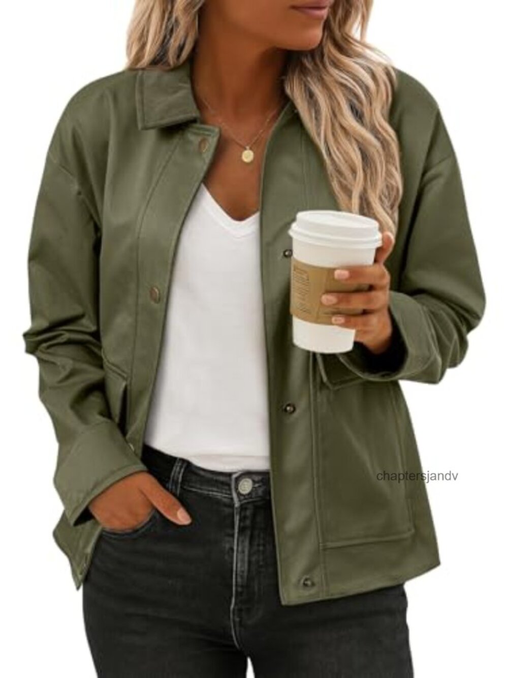 EVALESS Women's Button Down Bomber Jacket with Pockets Loose Fit Casual